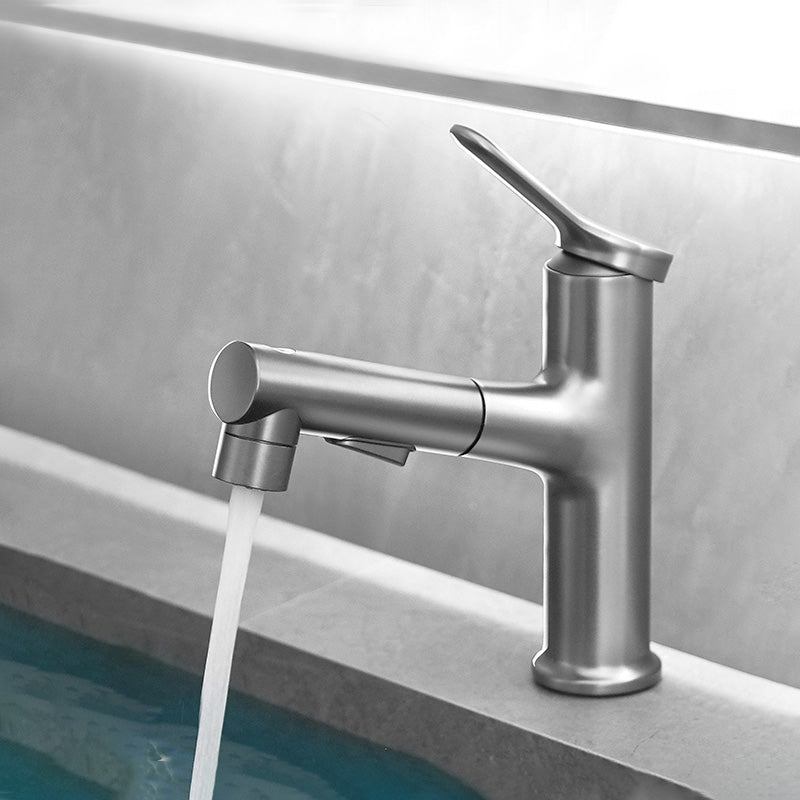 Modern Vessel Sink Faucet Lever Handle Pull-out Bathroom Faucet
