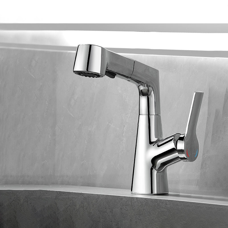Modern Vessel Sink Faucet Lever Handle Pull-out Bathroom Faucet