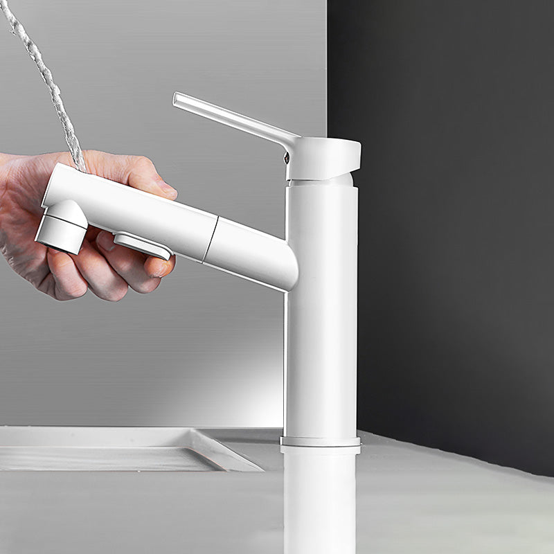 Modern Vessel Sink Faucet Lever Handle Pull-out Bathroom Faucet