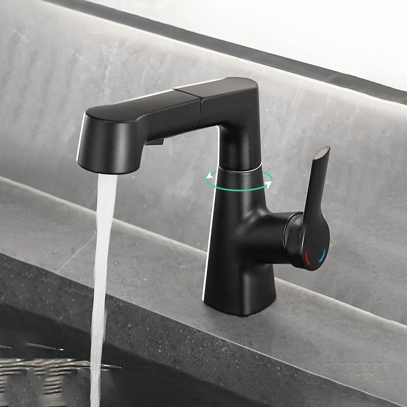 Modern Vessel Sink Faucet Lever Handle Pull-out Bathroom Faucet