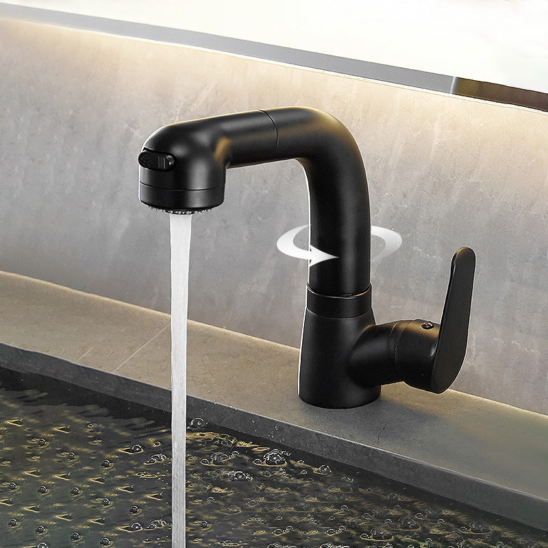 Modern Vessel Sink Faucet Lever Handle Pull-out Bathroom Faucet