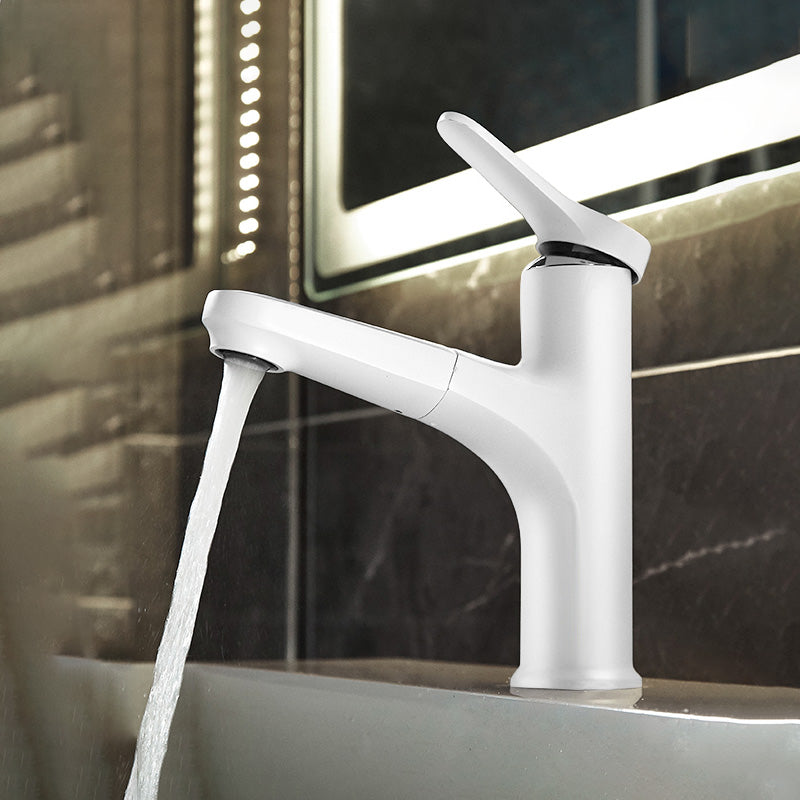 Modern Vessel Sink Faucet Lever Handle Pull-out Bathroom Faucet