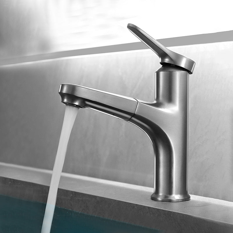 Modern Vessel Sink Faucet Lever Handle Pull-out Bathroom Faucet
