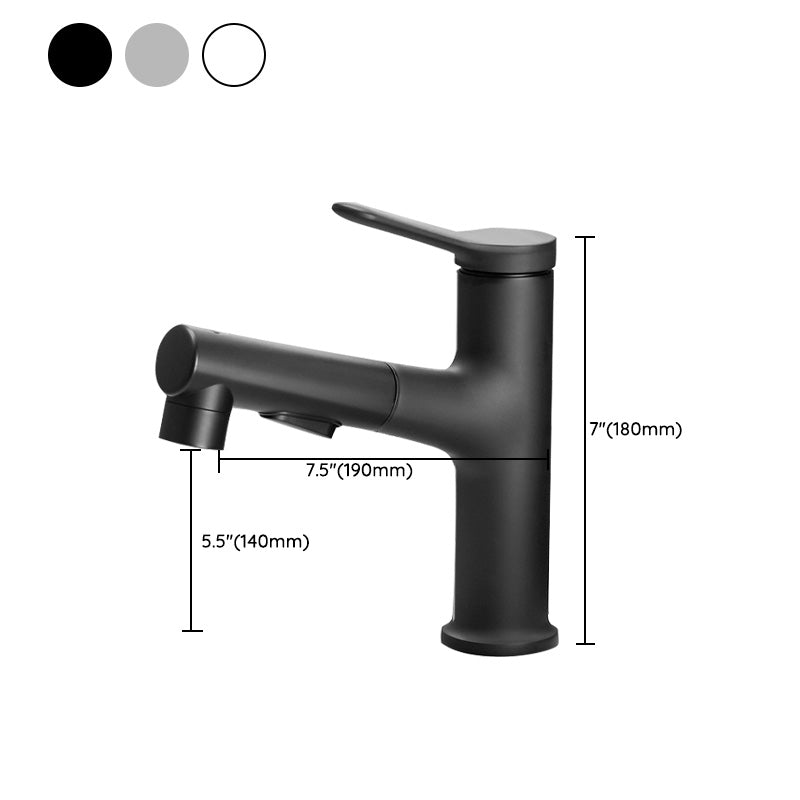Modern Vessel Sink Faucet Lever Handle Pull-out Bathroom Faucet