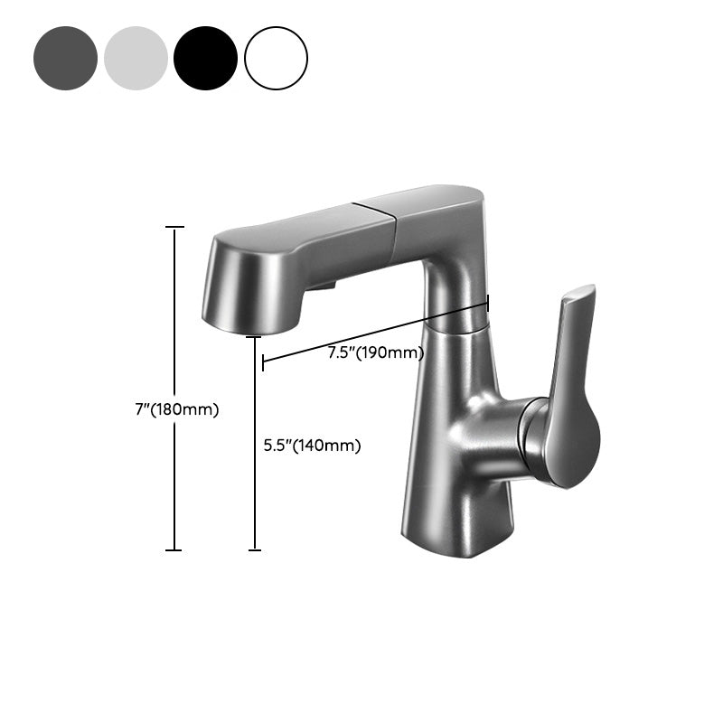 Modern Vessel Sink Faucet Lever Handle Pull-out Bathroom Faucet