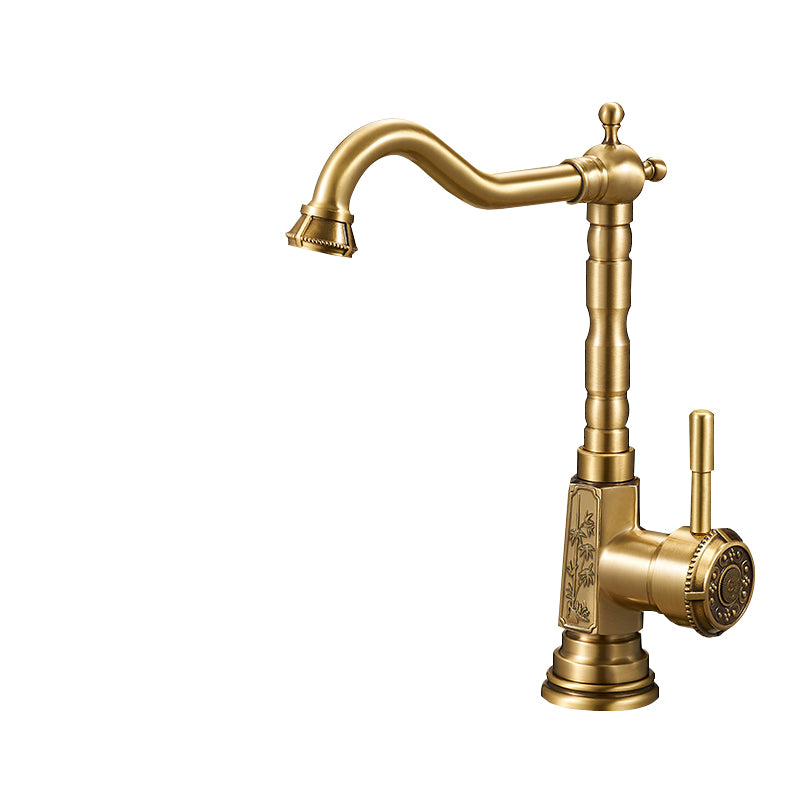 Traditional Kitchen Faucet Copper Gooseneck Standard Kitchen Faucets with Single Handle