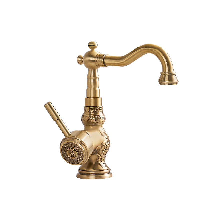 Traditional Kitchen Faucet Copper Gooseneck Standard Kitchen Faucets with Single Handle