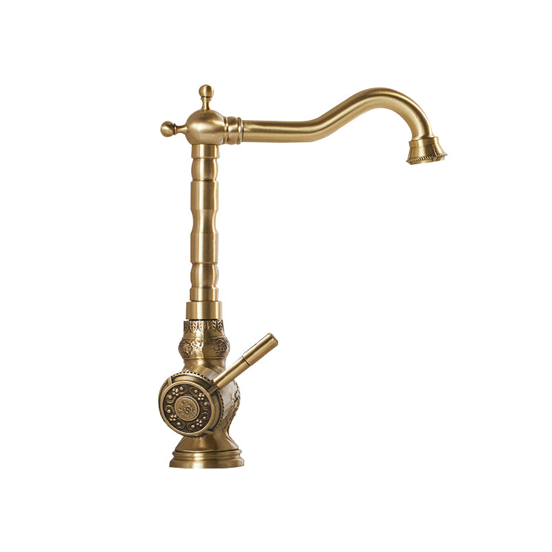 Traditional Kitchen Faucet Copper Gooseneck Standard Kitchen Faucets with Single Handle