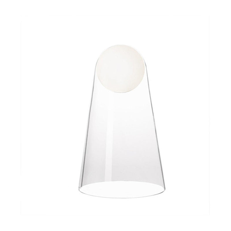 Mesa cónica minimalista Lámpara de noche de viernes de vidrio transparente con sombra modo en el interior