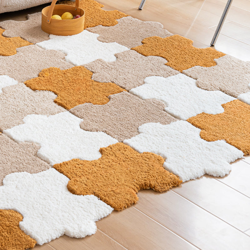 Modern Shag Carpet Tiles Puzzle Detail Color Block Indoor Carpet Tiles