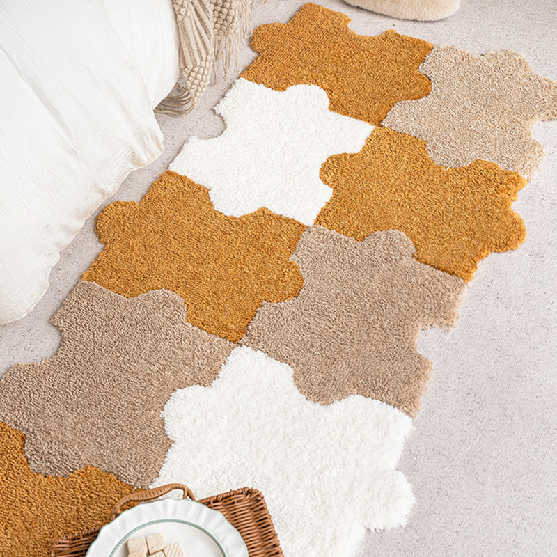 Modern Shag Carpet Tiles Puzzle Detail Color Block Indoor Carpet Tiles