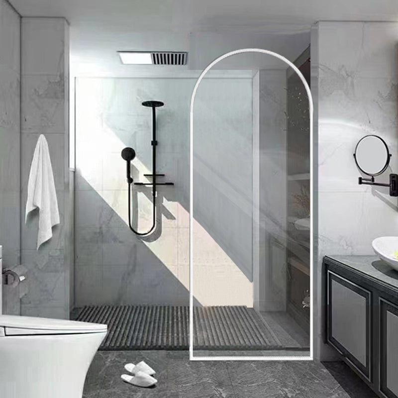 White Shower Door Frame Single Fixed Frosted Tempered Shower Bath Door