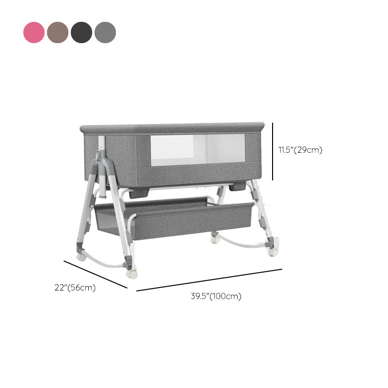 Metal Adjustable Bedside Bassinet Gliding Rectangle Crib Cradle for Baby