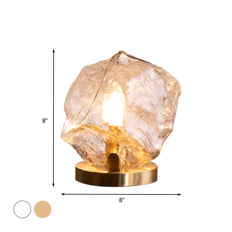 Lampada da tavolo a forma di gemma d'oro Lampada da notte moderna a 1 luce cognac/vetro trasparente per soggiorno