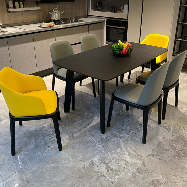 Modern Dining Table for Kitchen Black Dinette Table with Wooden Legs