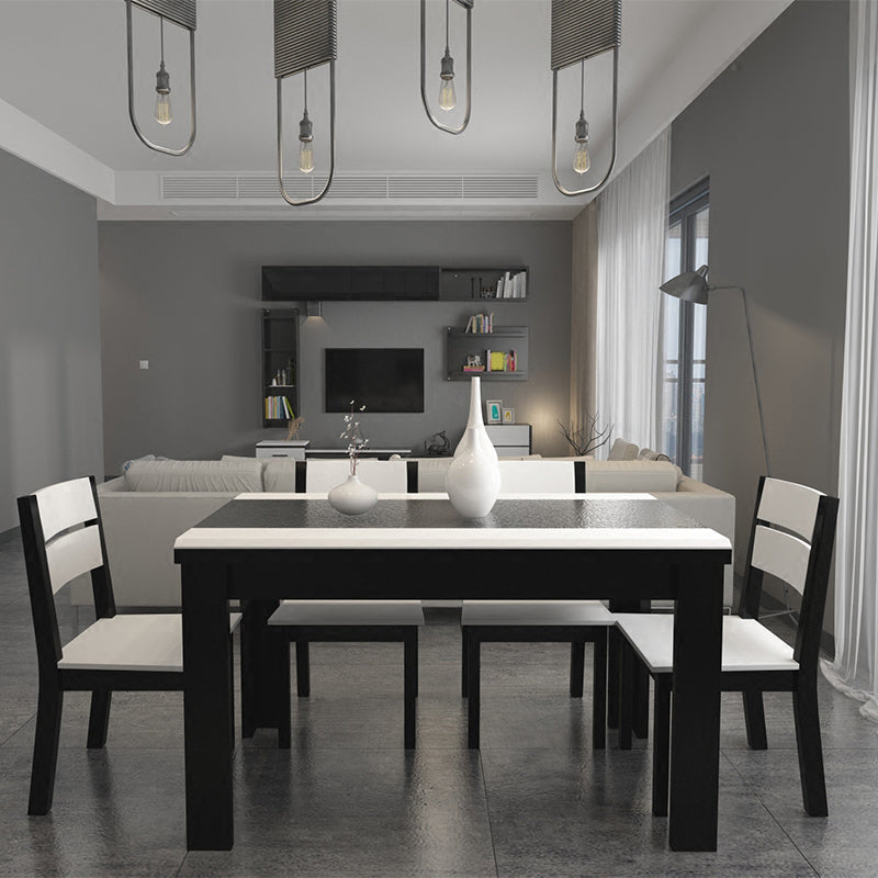 Industrial Kitchen Dinner Table Rectangle 4 Legs Stone Dining Table