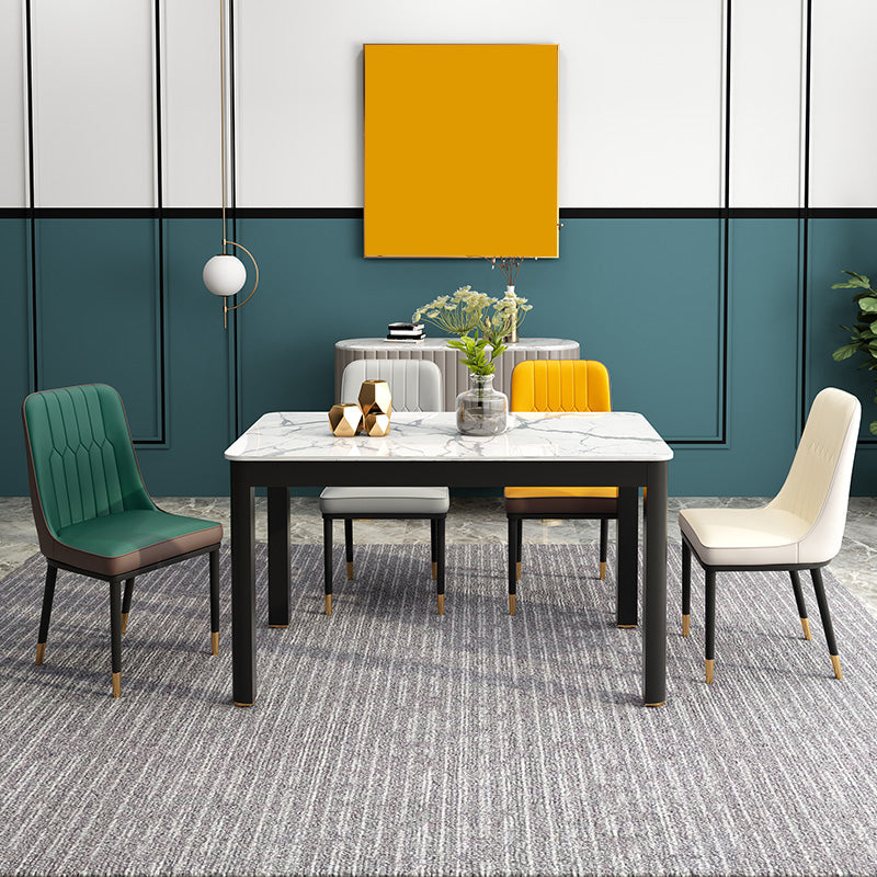 Dining Room Industrial Dinner Table 4 Legs Rectangle Dining Table