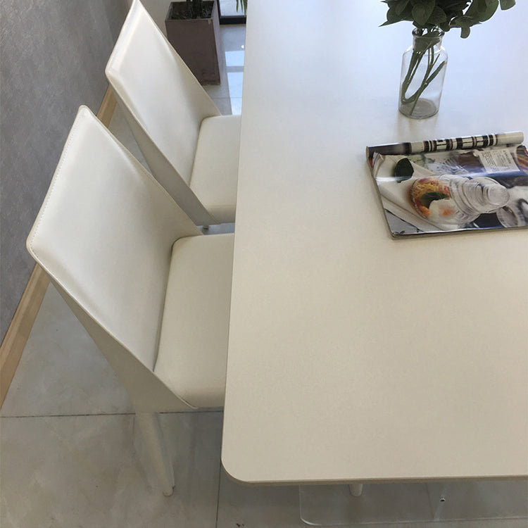White Stone Dinette Table with Acrylic Base Modern Rectangle Dining Table