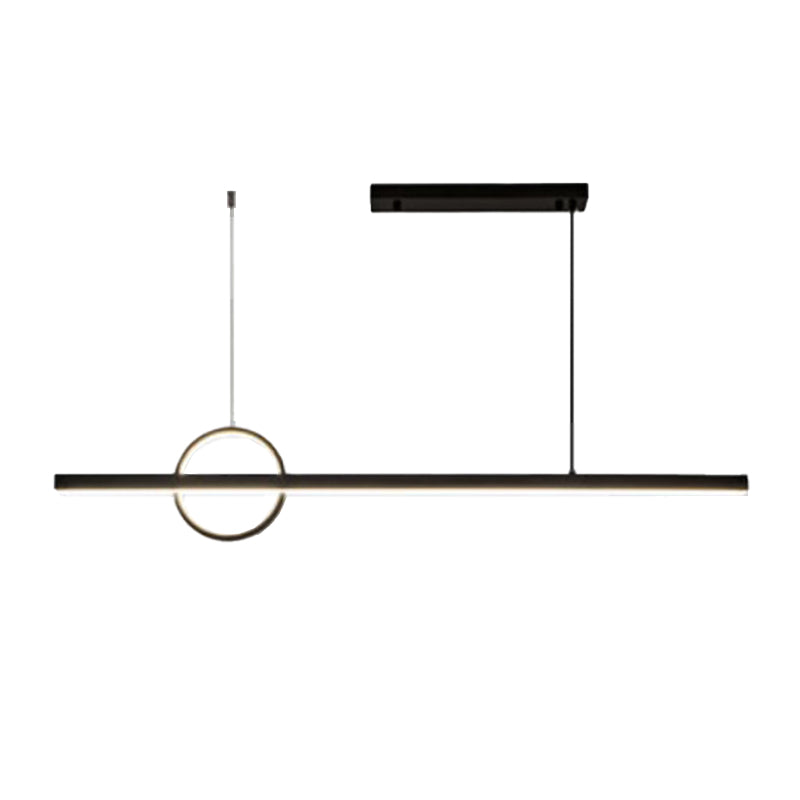 2-Light Modernism Kitchen Island Lighting Black Metal LED Ceiling Light