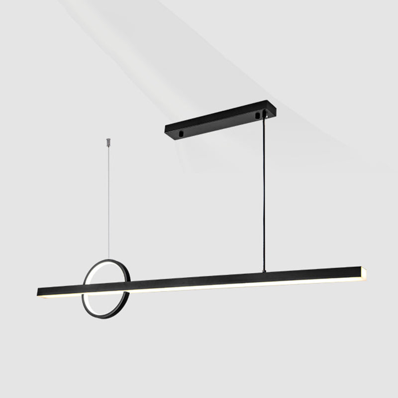 2-Light Modernism Kitchen Island Lighting Black Metal LED Ceiling Light