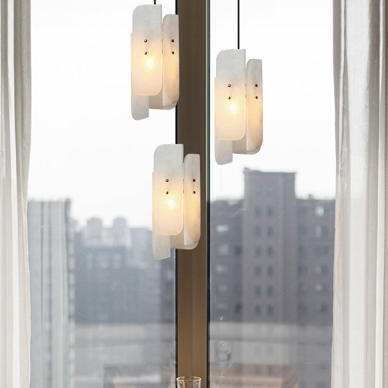 Panneau de rectangle blanc lampe de plafond minimaliste à 1 lumière en marbre de marbre léger pour restaurant