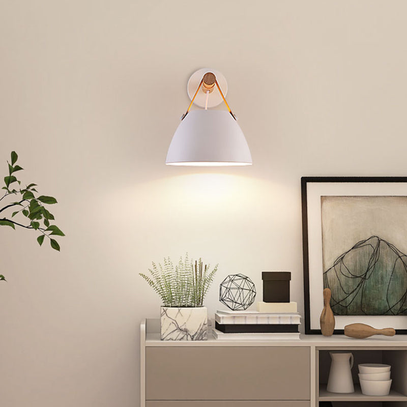 Cone Shape Metal Wall Light Industrial Style 1-Light Wall Light Sconce in White