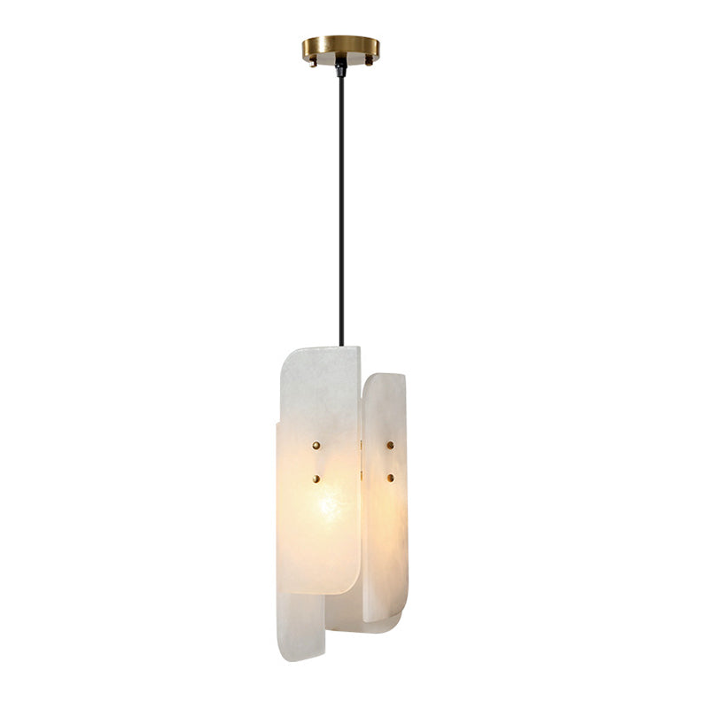 Panneau de rectangle blanc lampe de plafond minimaliste à 1 lumière en marbre de marbre léger pour restaurant