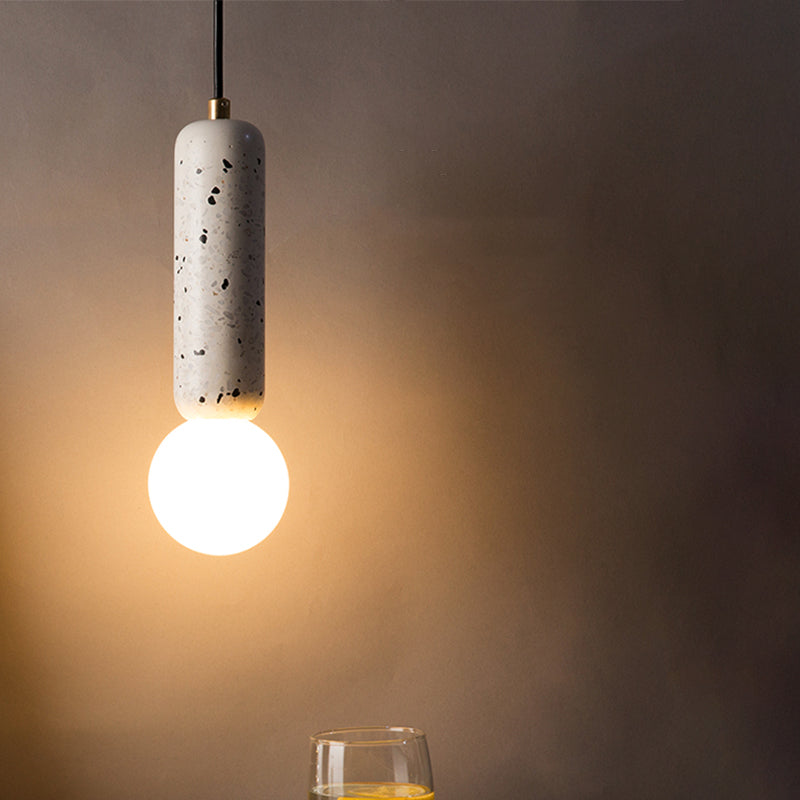 Capsule pendentif minimalisme marbre 1 light au chevet mini lampe suspendue avec une nuance en verre d'orbe en blanc / noir