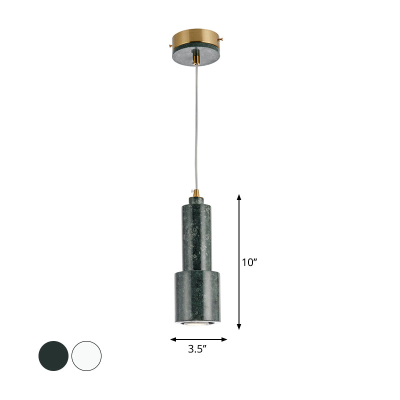 White/Green Tube Hanging Ceiling Light Marble 1-Light Nordic Suspended Pendant Lamp for Living Room