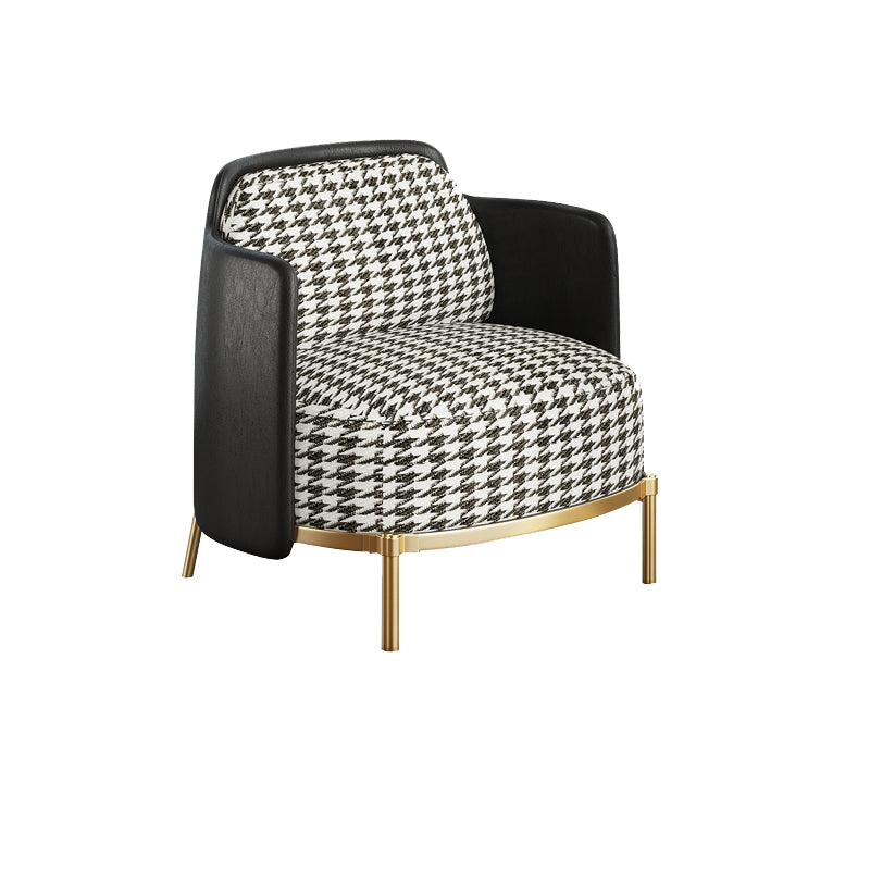Leather Lounge Chair Square Arms Solid Color Side Chair with Golden Legs