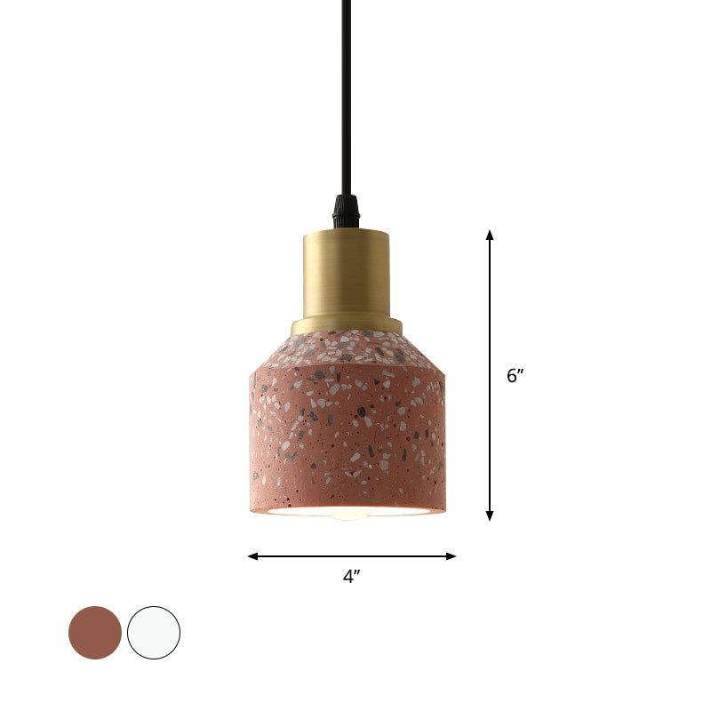 Terrazzo -Glas -Form Suspension Light Postmodern 1 Kopf Weiß/Rosa und Messingpendellampe für Café