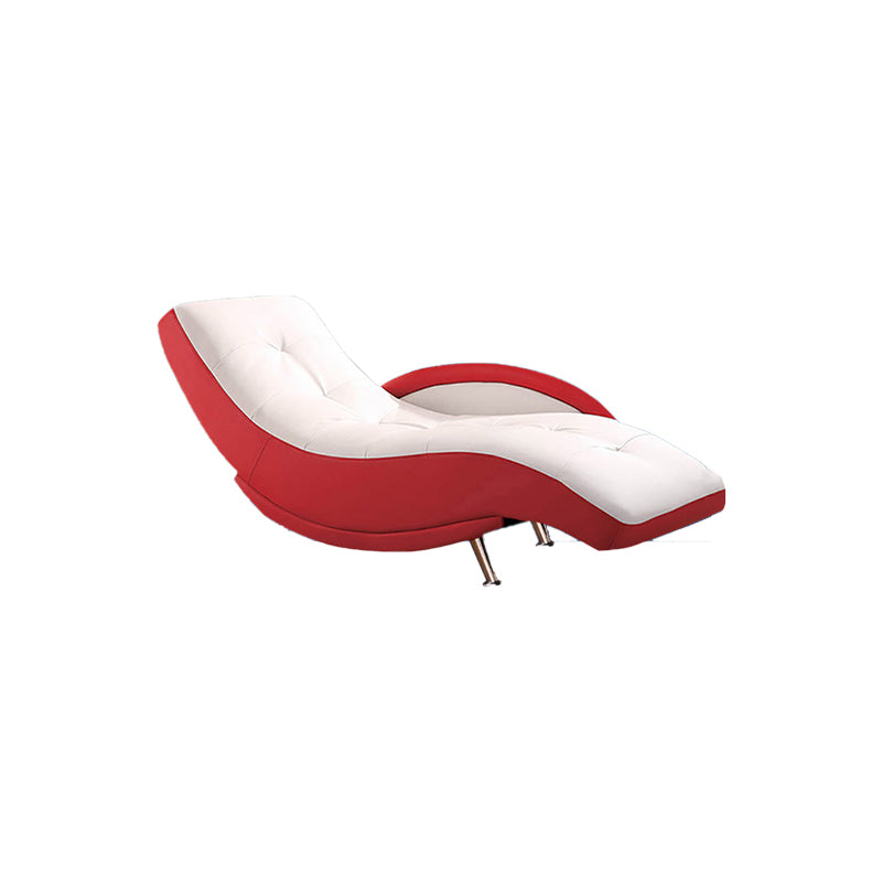 Modern Upholstered Reclining Chaise Lounge with One Arm Faux Leather Chaise
