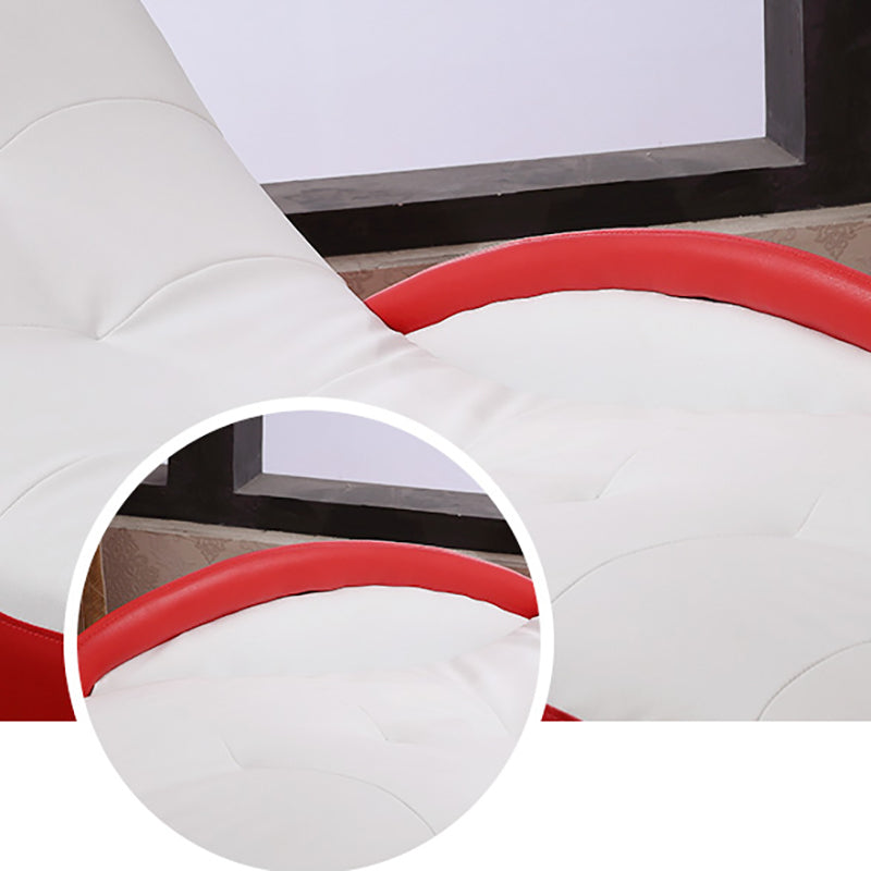 Modern Upholstered Reclining Chaise Lounge with One Arm Faux Leather Chaise