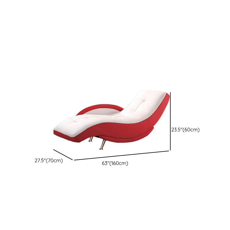Modern Upholstered Reclining Chaise Lounge with One Arm Faux Leather Chaise