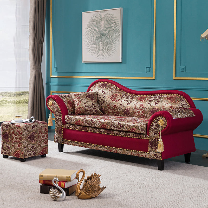 Bohemian Micro-velvet Chaise Lounge with Rolled Arms Reclining Accent Chair