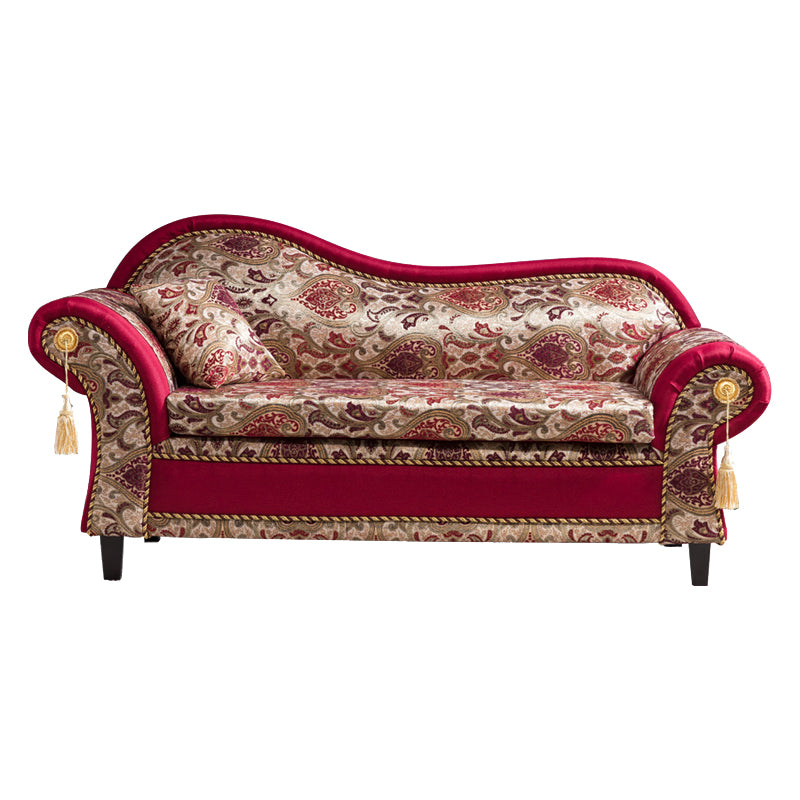 Bohemian Micro-velvet Chaise Lounge with Rolled Arms Reclining Accent Chair