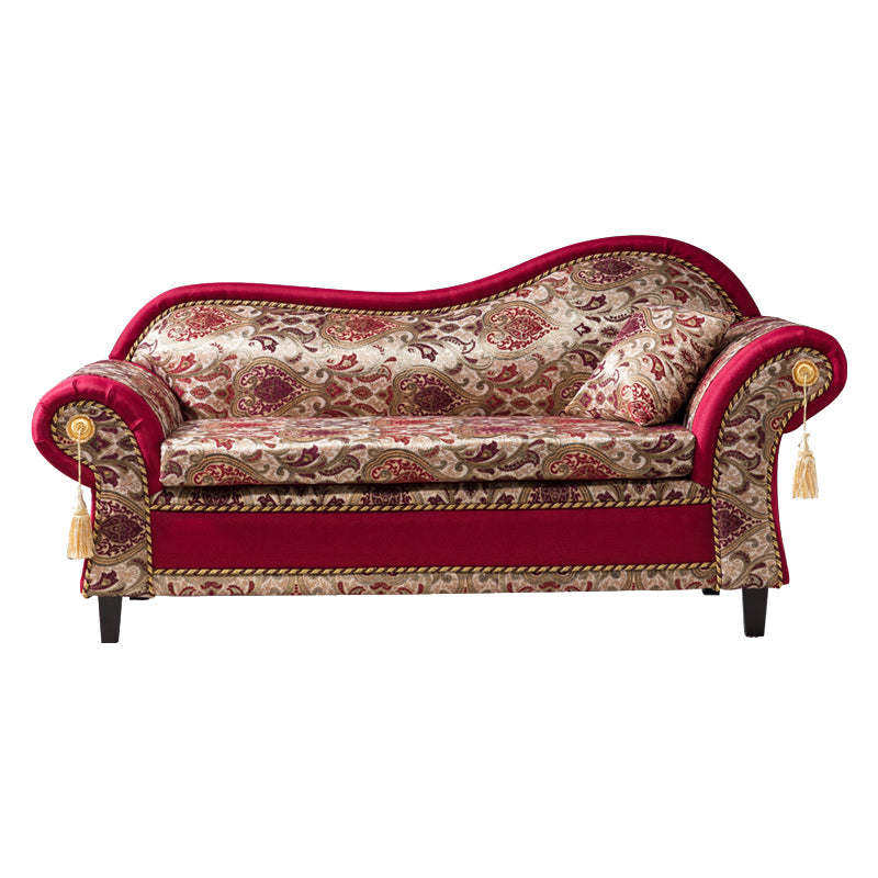 Bohemian Micro-velvet Chaise Lounge with Rolled Arms Reclining Accent Chair