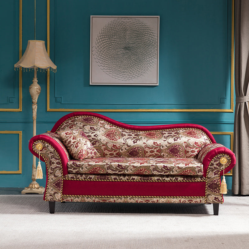 Bohemian Micro-velvet Chaise Lounge with Rolled Arms Reclining Accent Chair