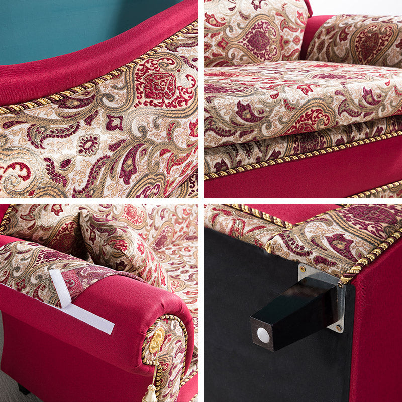 Bohemian Micro-velvet Chaise Lounge with Rolled Arms Reclining Accent Chair