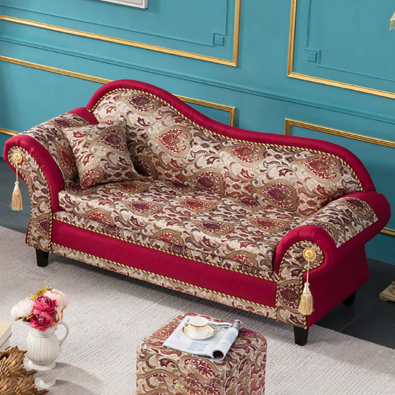 Bohemian Micro-velvet Chaise Lounge with Rolled Arms Reclining Accent Chair