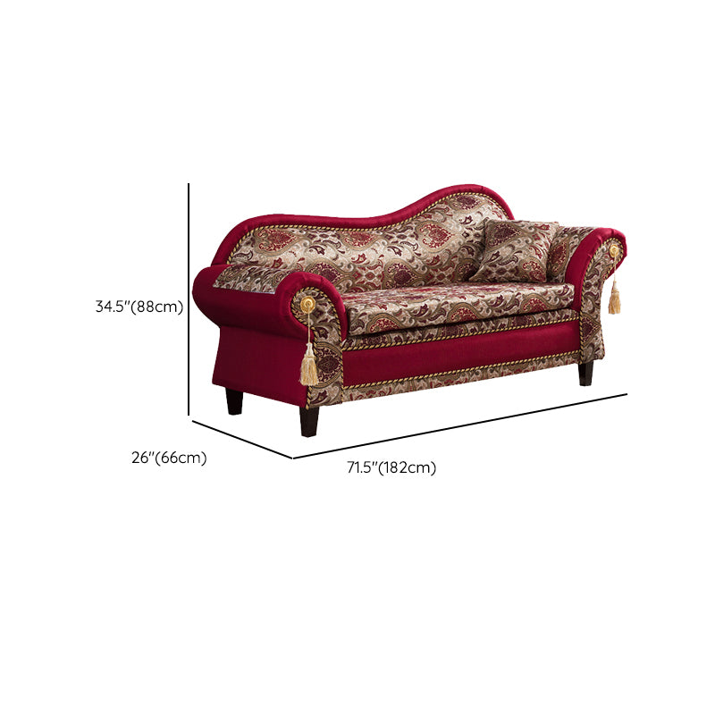 Bohemian Micro-velvet Chaise Lounge with Rolled Arms Reclining Accent Chair