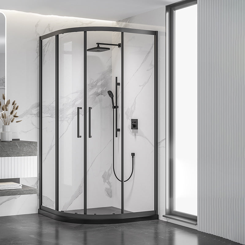 Neo-round 304 Stainless Steel Shower Kit Clear Double Sliding Shower Enclosure