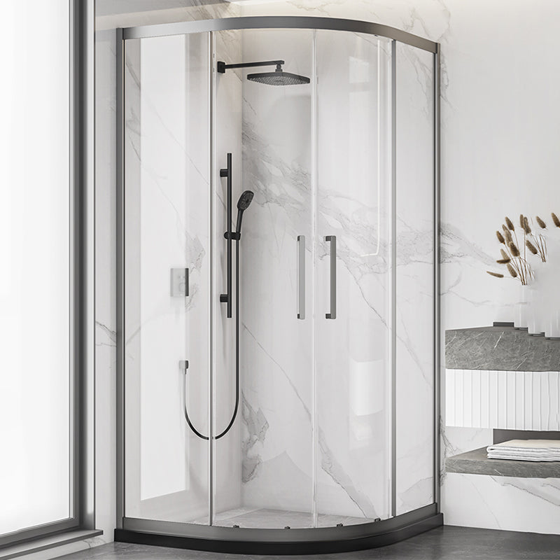 Neo-round 304 Stainless Steel Shower Kit Clear Double Sliding Shower Enclosure