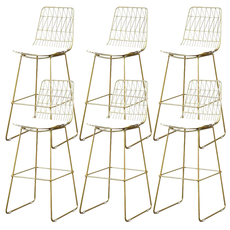 Glam Upholstered Dining Stool Metal Bar Stool with Gold Metal Base