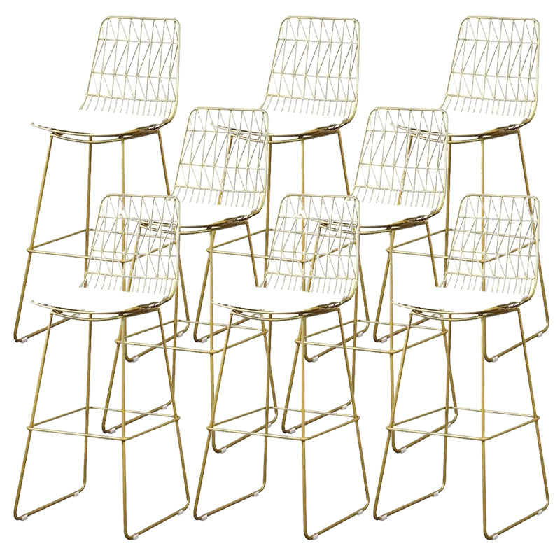 Glam Upholstered Dining Stool Metal Bar Stool with Gold Metal Base