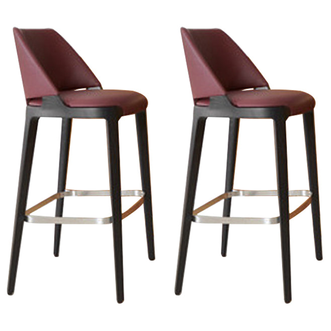 Scandinavian Faux Leather Bar Stools Solid Wood Stool with Footrest