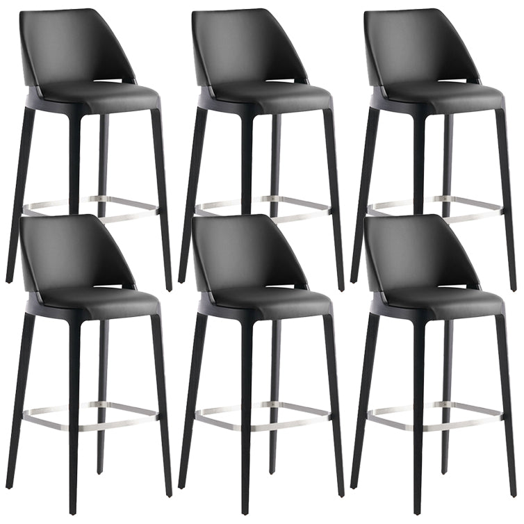 Scandinavian Faux Leather Bar Stools Solid Wood Stool with Footrest