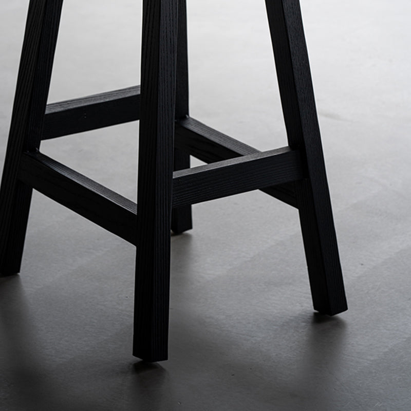 Solid Wood Dining Stools Black Armless Bar Stools with Footrest