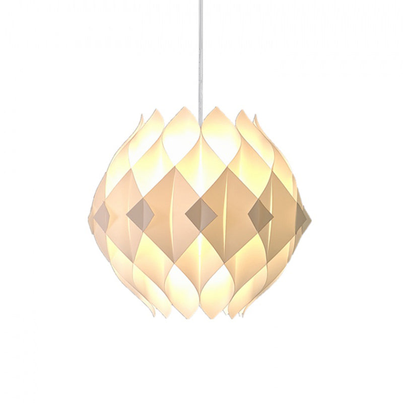 Modernism Ball Pendant Lighting Acrylic Panel 1-Light Bedside Suspension Lamp in White