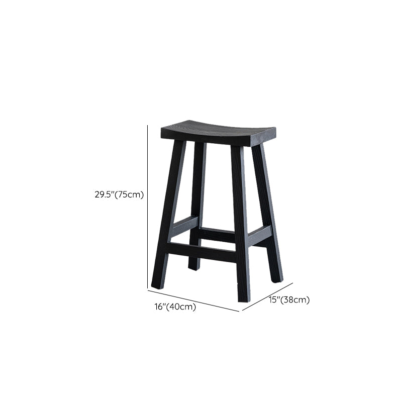 Solid Wood Dining Stools Black Armless Bar Stools with Footrest